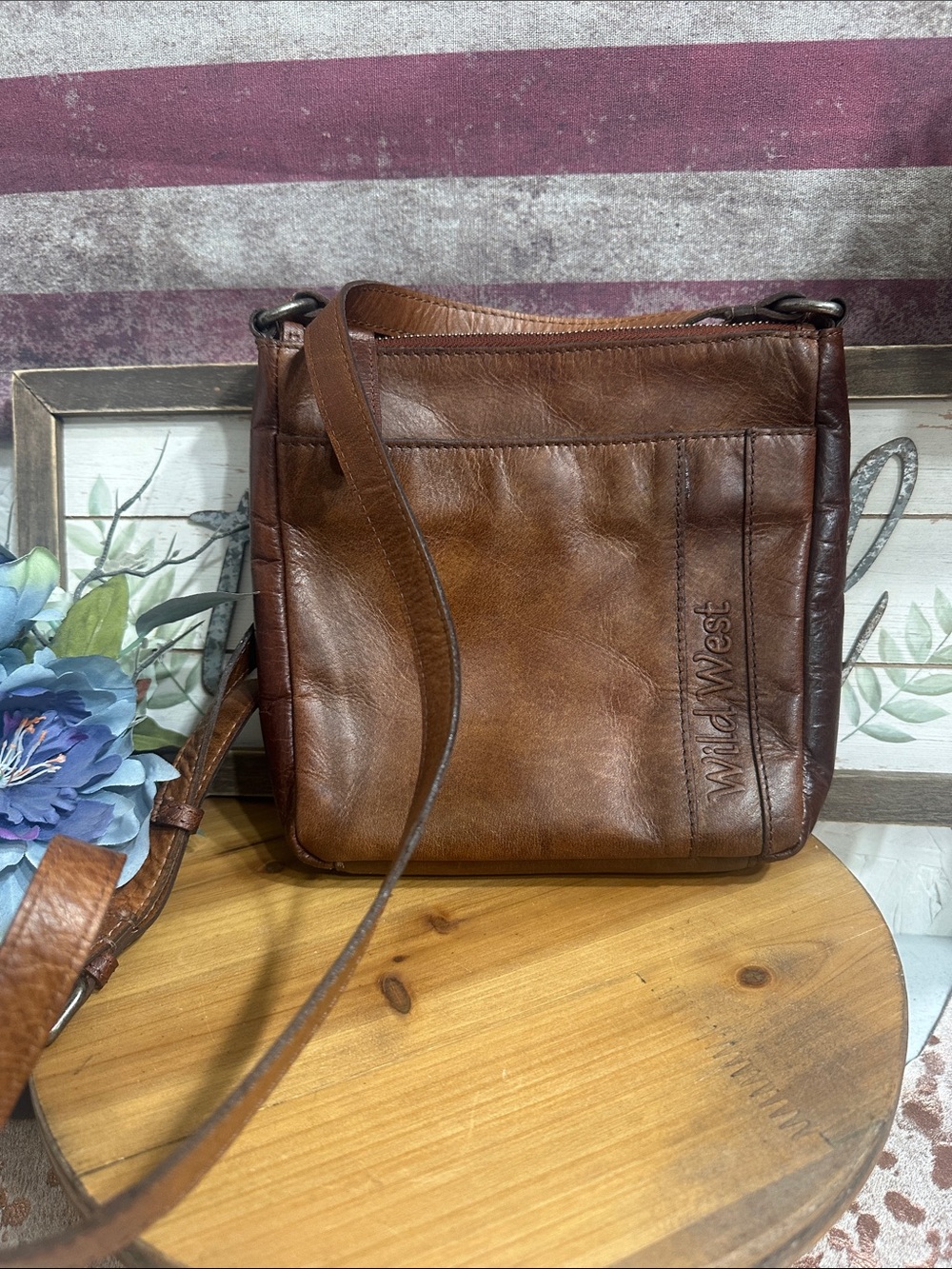 Wild West Brown Leather Crossbody Bag